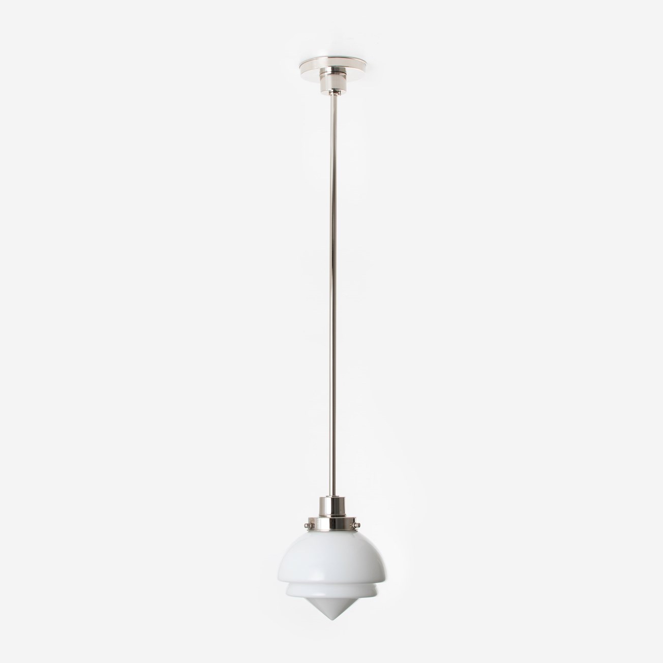 850.0038.10 Historische hanglamp Small Pointy jaren 20 Nikkel