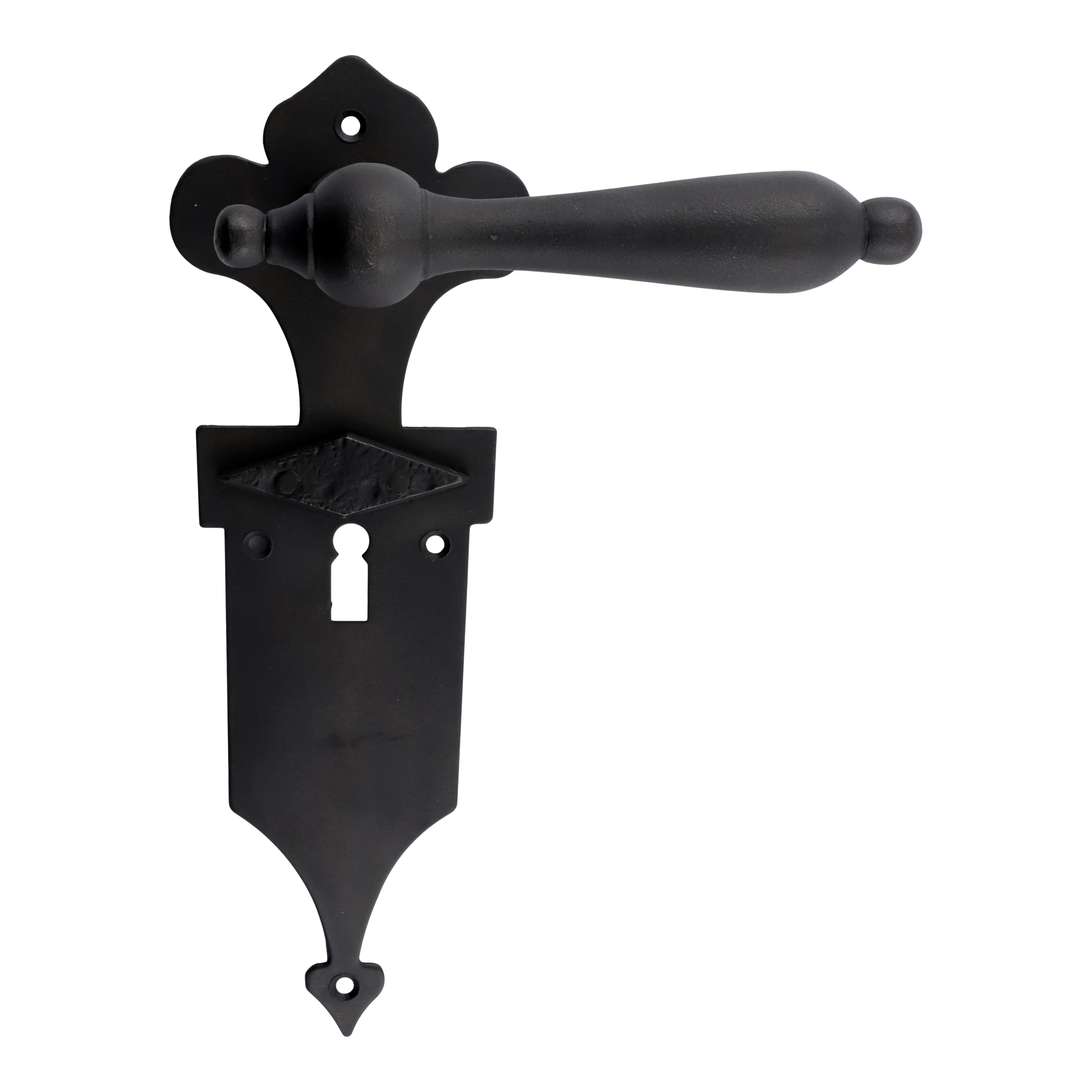 322.0101.70 Deurgrepen met lang sleutelschild Classicisme IJzer Zwart 322.0101.70 Deurgrepen met lang sleutelschild Classicisme IJzer Zwart