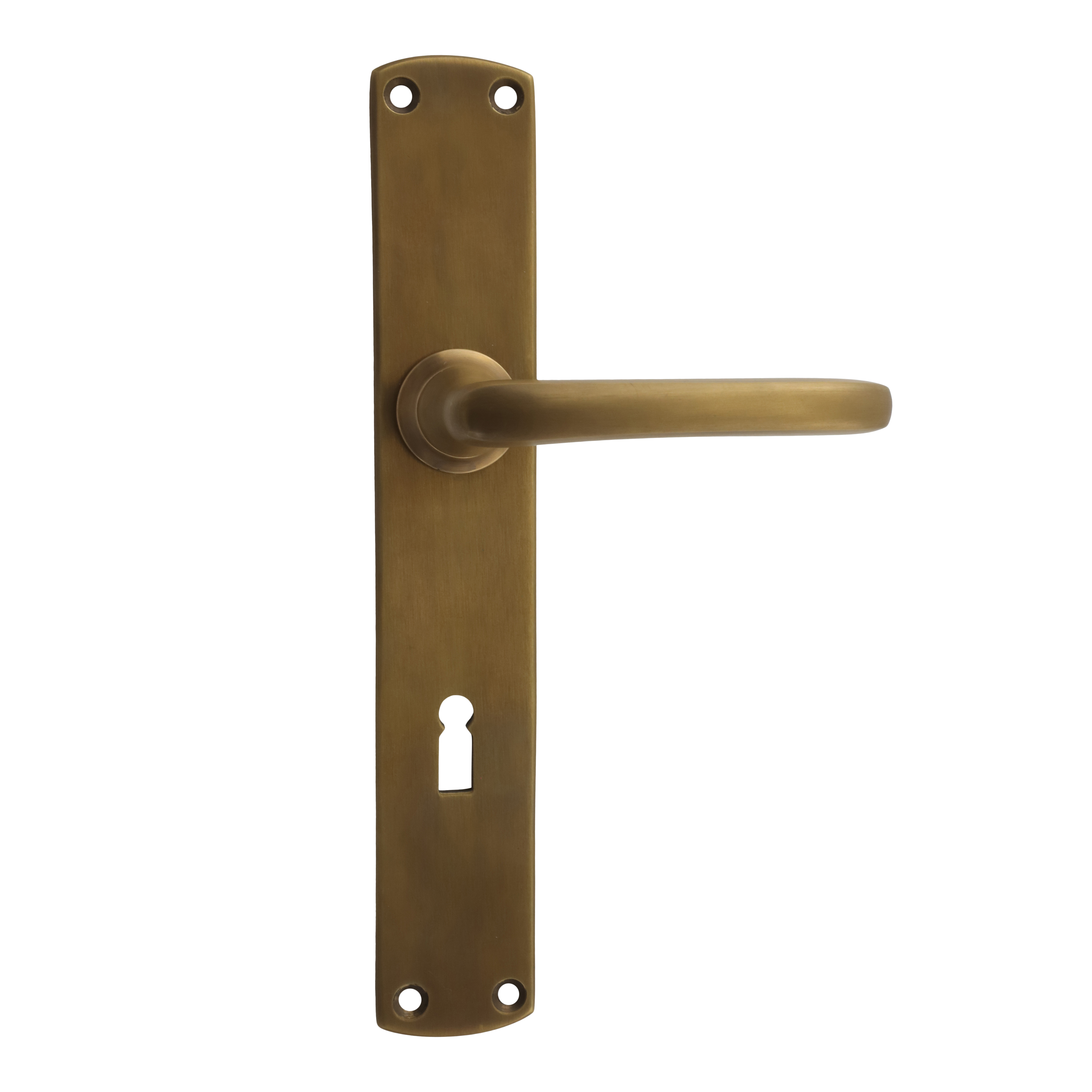 322-0106-45 322.0106.45 Deurgreep met lange plaat 20er jaren messing gepatineerd